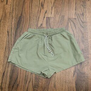 Hot & Delicious Olive Green Drawstring Shorts Elastic Waist Lined Size Small